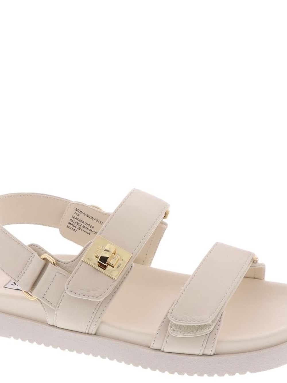 Steve Madden Cream Strap Sandals with Gold Buckle